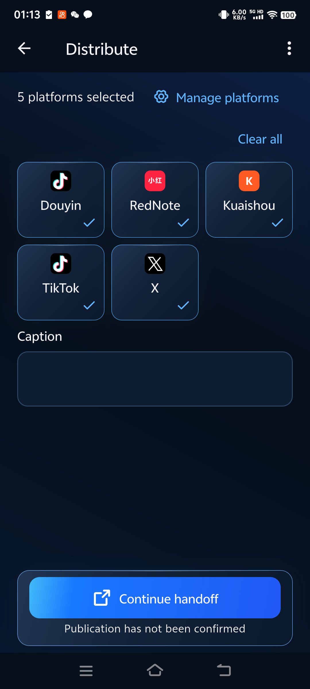 Choose a sharing destination