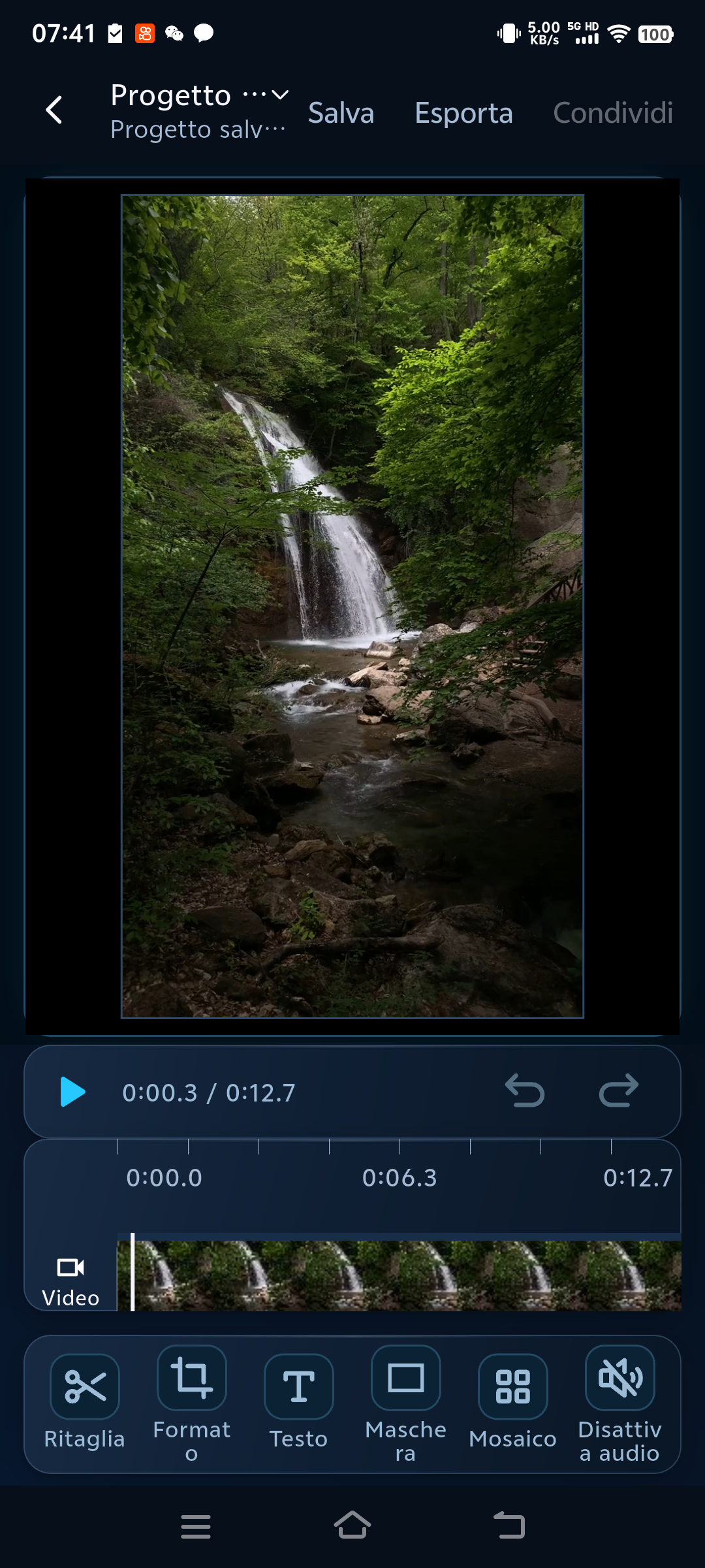 Visualizza e modifica un video verticale
