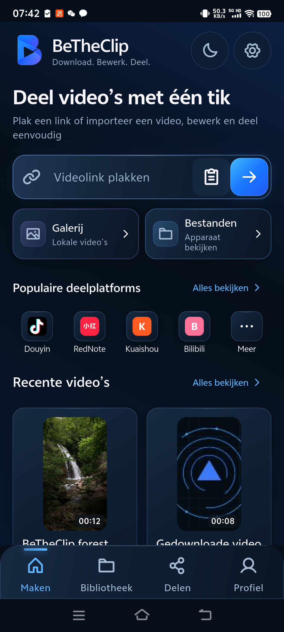 Importeer een link of een lokale video