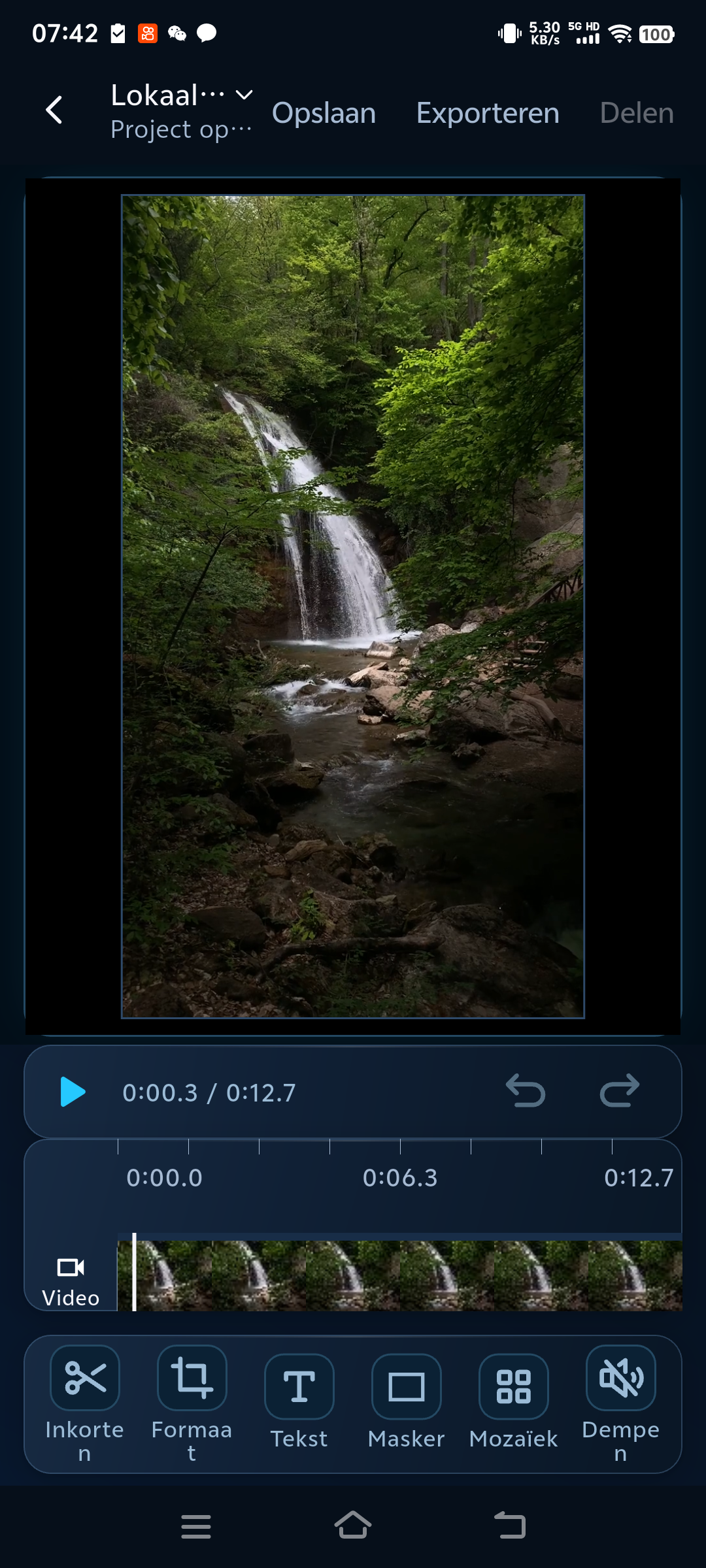 Bekijk en bewerk een verticale video