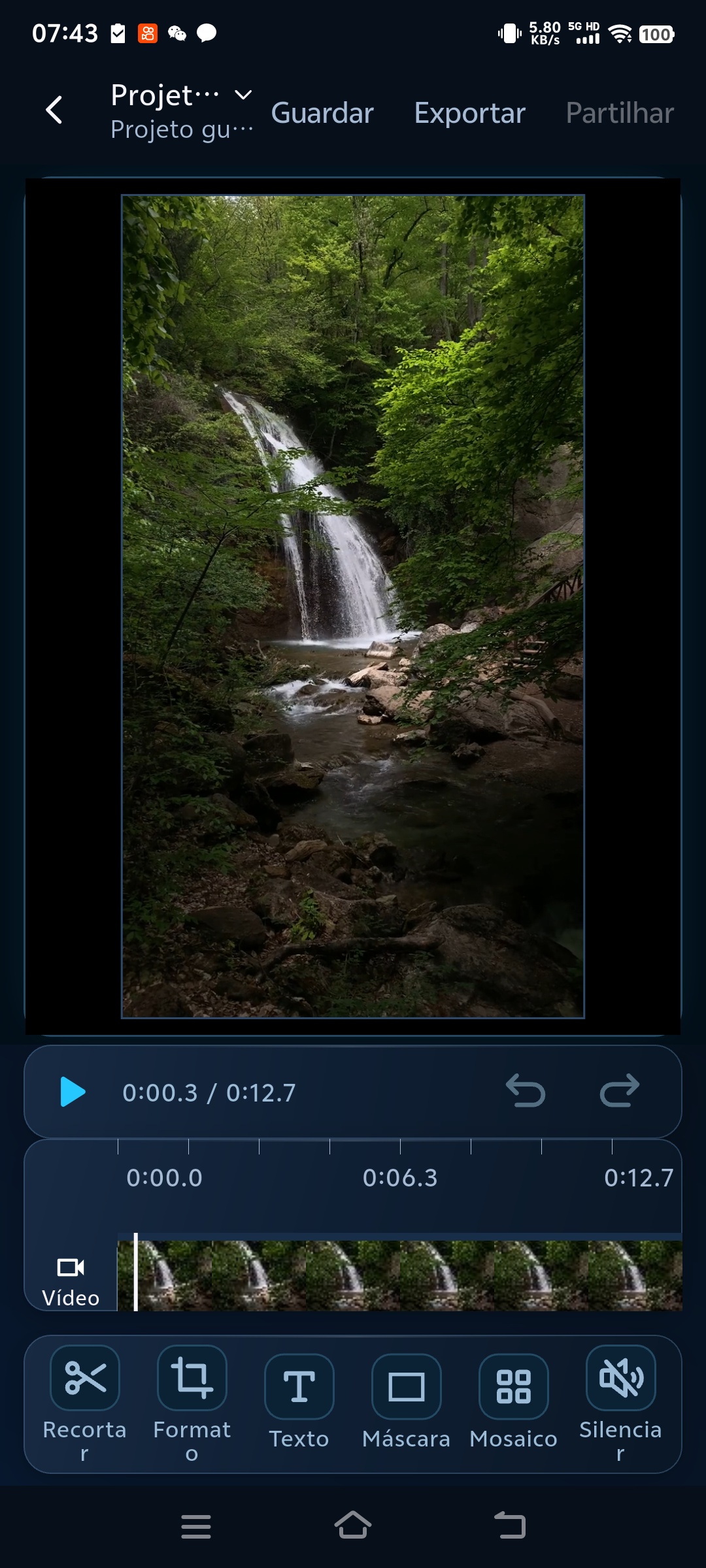 Pré-visualizar e editar um vídeo vertical