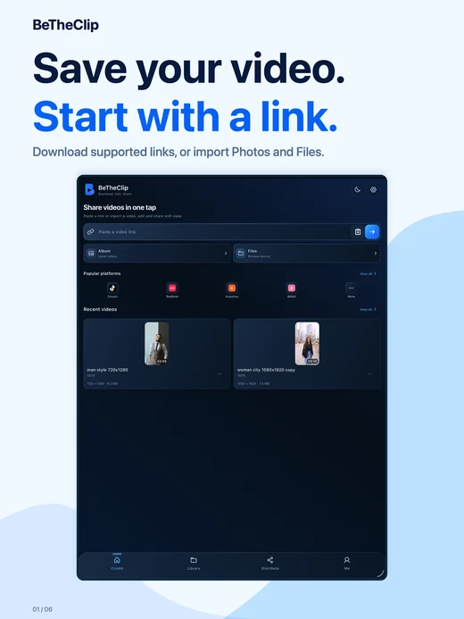 iPad · Save your video. Start with a link.