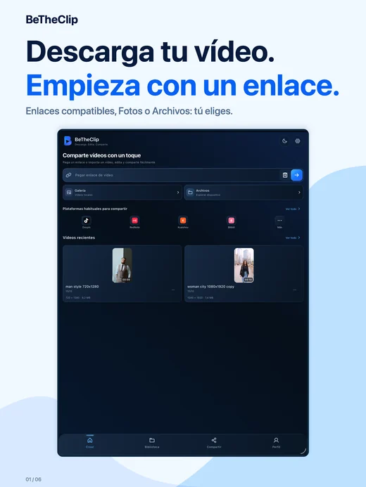 iPad · Descarga tu vídeo. Empieza con un enlace.